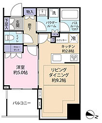 大崎ウエストシティタワーズE棟 1LDKの間取図画像