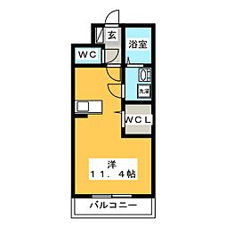 アラモファミリア ワンルームの間取図画像