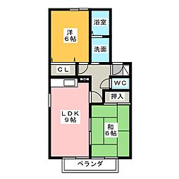 オーレ日吉1 2DKの間取図画像