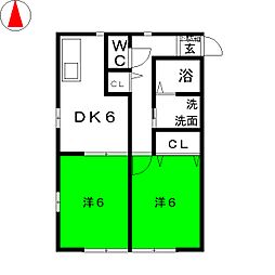 ハイムエコマ 2DKの間取図画像