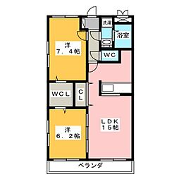 エクセルコートA 2LDKの間取図画像