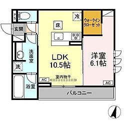 サン グレイス 1LDKの間取図画像