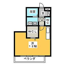 グランディオーレS ワンルームの間取図画像