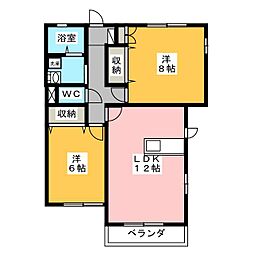 長岡ファミールマンション 2LDKの間取図画像