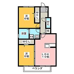 ヒルズ・若松町3 2LDKの間取図画像