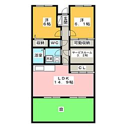 グリーングラスS 2LDKの間取図画像