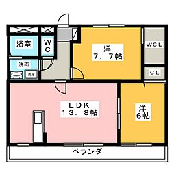 フォレストコート 2LDKの間取図画像