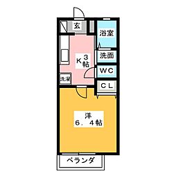 サントル御宿 1Kの間取図画像
