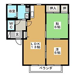 ベルグランデ長泉D 2LDKの間取図画像