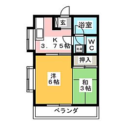 ソワサント木内 1SKの間取図画像