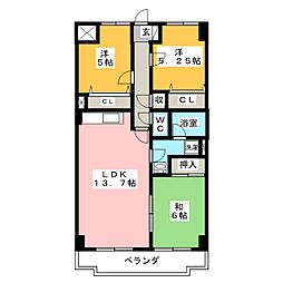 グレース伏見B棟 3LDKの間取図画像