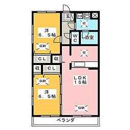 ルネスつちやA棟 2LDKの間取図画像