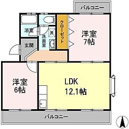 コトー萩 2LDKの間取図画像