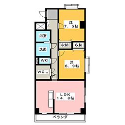 サンフォレストMW 2LDKの間取図画像