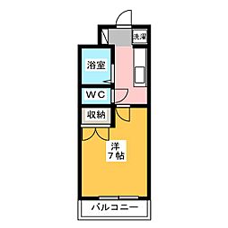 VILLA停雲 1Kの間取図画像