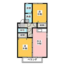 アムール 2DKの間取図画像