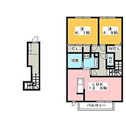 シャルモント 2LDKの間取図画像