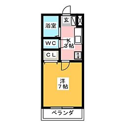 アルビオン 1Kの間取図画像