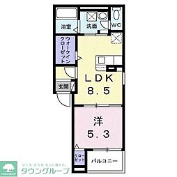 逗子市桜山3丁目アパート 1LDKの間取図画像