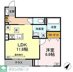 京急本線 上大岡駅 徒歩18分の賃貸アパート 1階1LDKの間取り