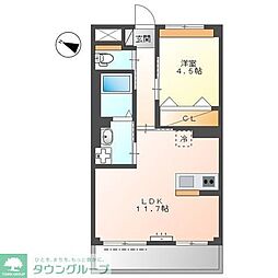 ATB松之内 2階1LDKの間取り