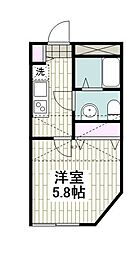 富岡西3丁目新築アパート 2階1Kの間取り