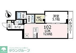 アヴェクトワベー 1階1LDKの間取り