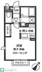 アルブル上大岡弐番館 2階1Kの間取り