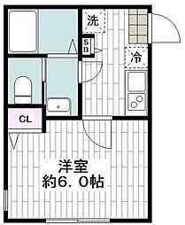 ヒルズ追浜 2階1Kの間取り