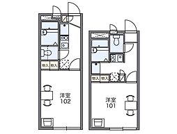京急本線 京急田浦駅 徒歩8分の賃貸アパート 2階1Kの間取り