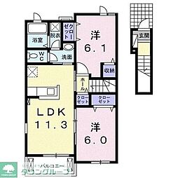 カルムデーア 2LDKの間取図画像