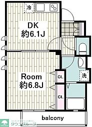 メゾンK洋光台 1DKの間取図画像