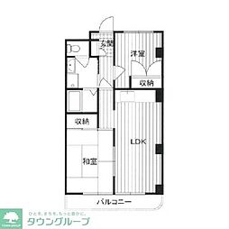 ヒルサイドハイツ 2DKの間取図画像