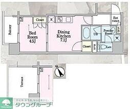 ラグゼナ磯子 1DKの間取図画像