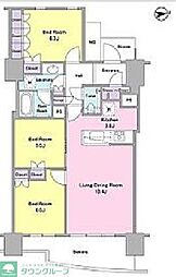 ブルーハーバータワーみなとみらい 3LDKの間取図画像