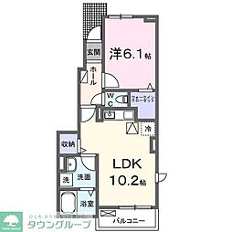 横須賀デントK 1LDKの間取図画像