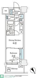 エル・セレーノ横浜 1DKの間取図画像