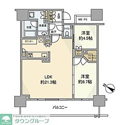 BRANZTOWERみなとみらい 2LDKの間取図画像