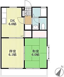 シャトル森崎2 2DKの間取図画像