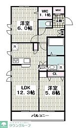 アクアシティ湘南 2LDKの間取図画像