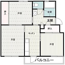 東芝杉田コーポD棟 3Kの間取図画像