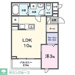 シエルテラス金沢八景 1LDKの間取図画像