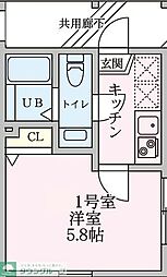 サニーテラス追浜 1Kの間取図画像