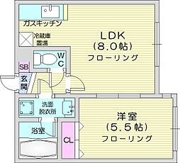ステージノア北円山 4階1LDKの間取り