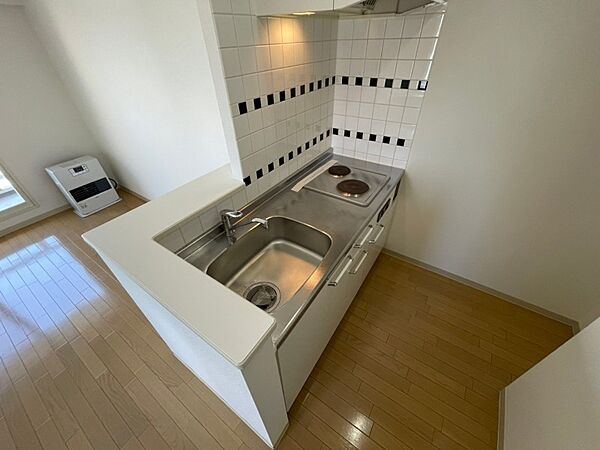 画像5:シンプルなキッチンです。一人暮らしにはちょうどいいサイズ