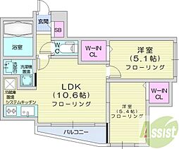 DioreResidenceSapporo 5階2LDKの間取り