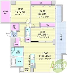 S-RESIDENCE大通公園 admirio 3LDKの間取図画像
