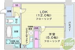 レーヴフロレゾン 5階1LDKの間取り