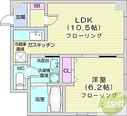 エテルナN9 5階1LDKの間取り