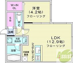 カレラ学園前 4階1LDKの間取り